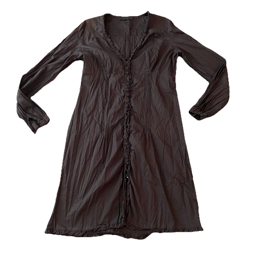 Sisley Dress Large Baby Doll Embroidered Pintuck Chocolate Brown